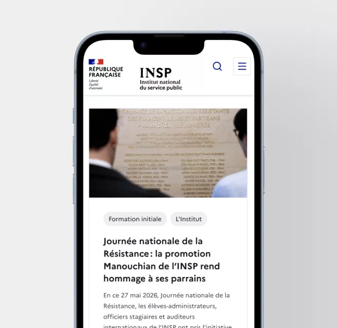 Version mobile responsive du site institutionnel de l'INSP développée sur Drupal avec le Design System de l'État par AODB.