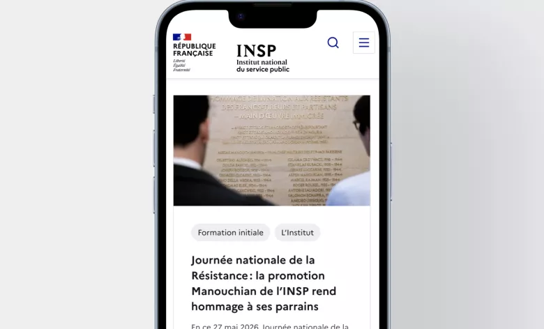 Version mobile responsive du site institutionnel de l'INSP développée sur Drupal avec le Design System de l'État par AODB.