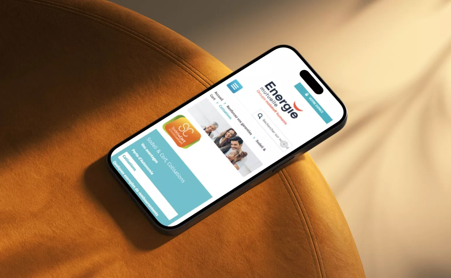 Version mobile responsive du site Drupal de Énergie Mutuelle, optimisée pour l'expérience utilisateur.