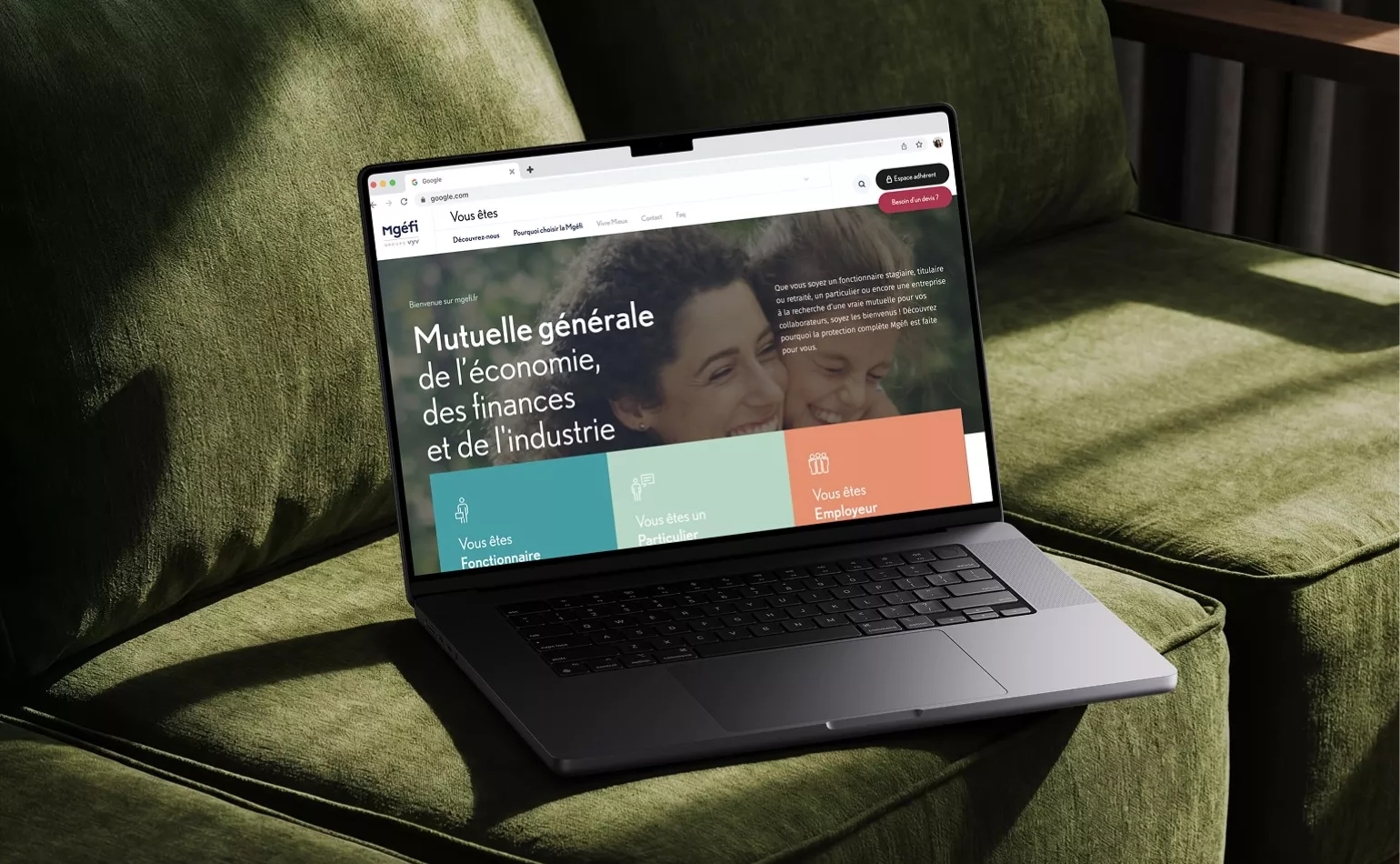 Aperçu de la plateforme web Drupal de la MGEFI gérée en maintenance préventive, corrective et évolutive par l'agence AODB.