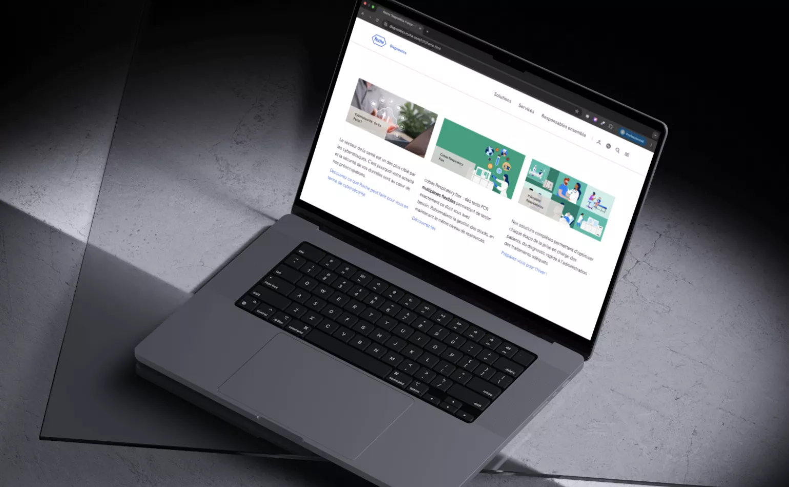 Aperçu des pages web de Roche Diagnostics, configurés pour le pilotage de campagnes de marketing automation par l'agence AODB.