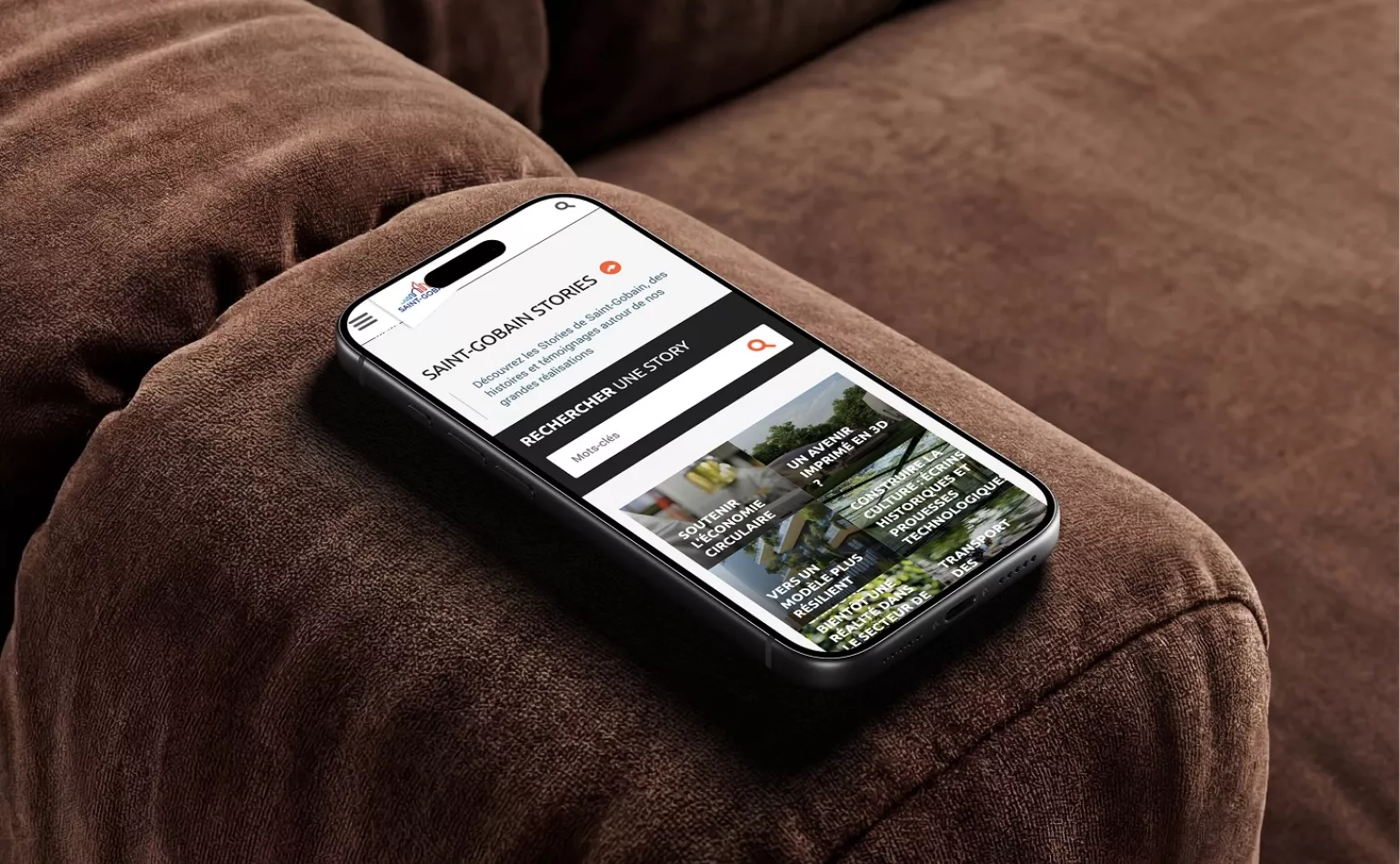 Version mobile responsive du site de Saint-Gobain, configurée pour améliorer l'expérience utilisateur