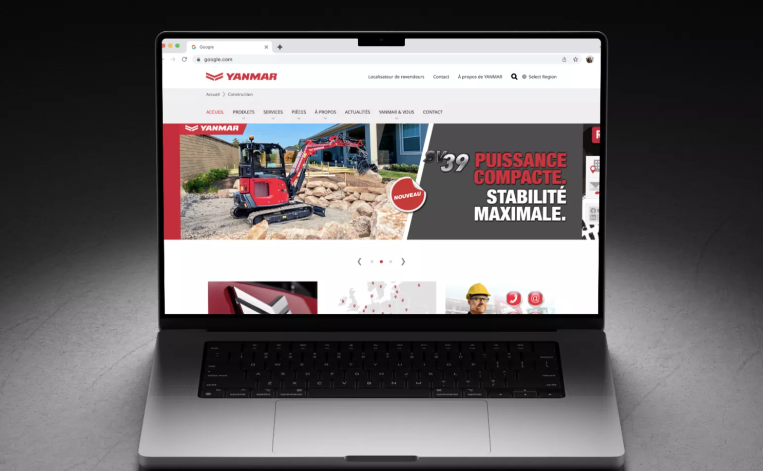Aperçu de la plateforme extranet Drupal de Yanmar, configurée pour la migration des comptes revendeurs et le maintien de la performance par l'agence AODB.