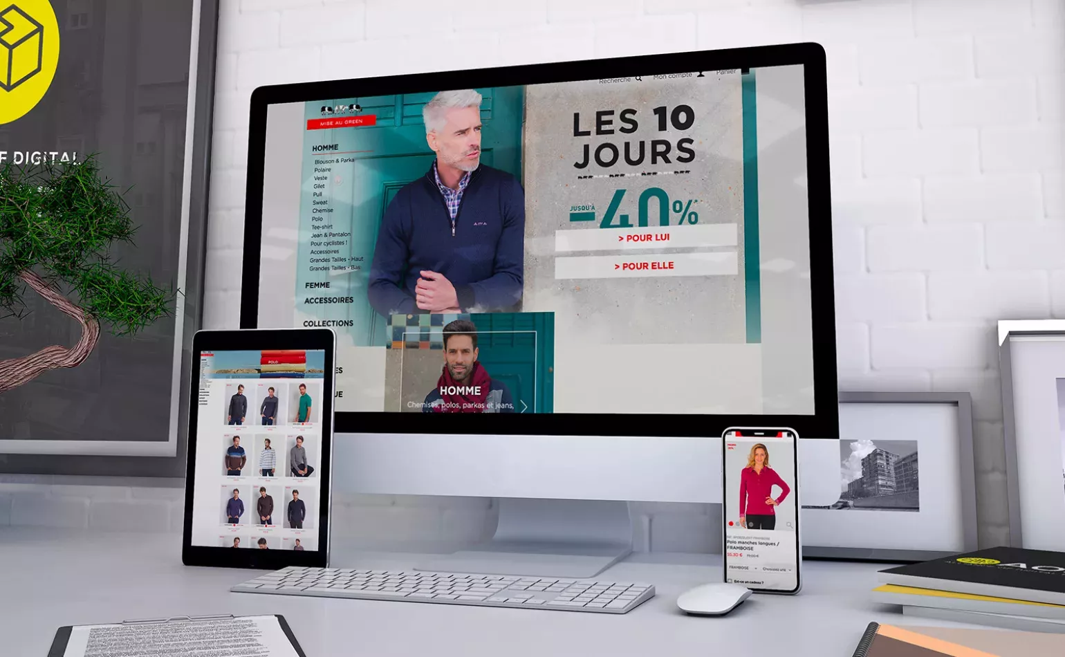 Aperçu du site internet e-commerce de Mise au Green, développé sous la plateforme Magento par l'agence AODB.
