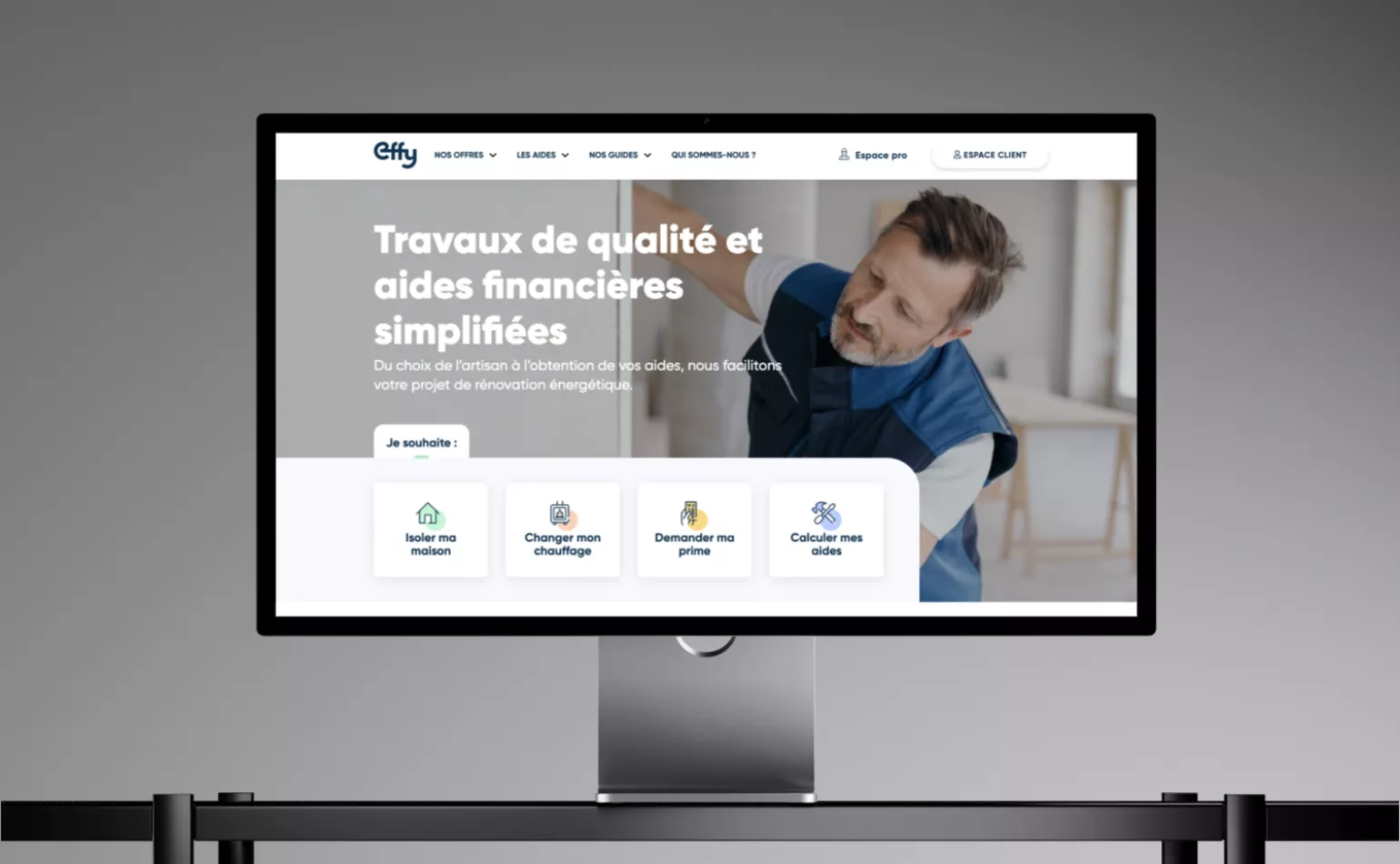 Aperçu du site-vitrine Drupal d'Effy, développé pour accueillir de très forts volumes de trafic par l'agence AODB.
