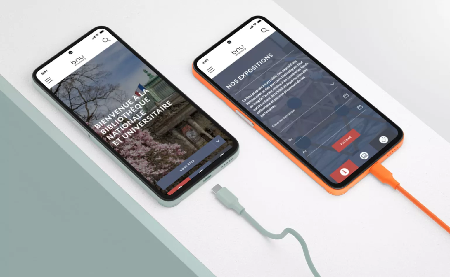 Version mobile responsive du site Drupal de la BNU de Strasbourg, optimisée pour l'expérience utilisateur par AODB.