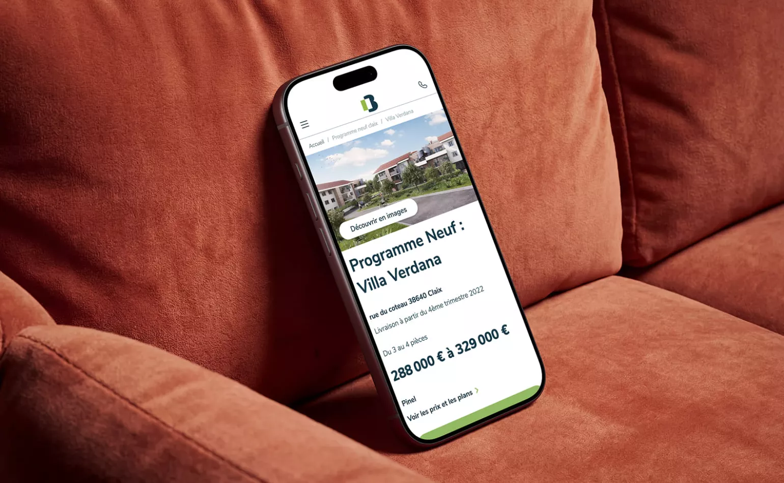 Version mobile responsive du site Drupal de Bouygues Immobilier, optimisée pour la stratégie de lead generation, par AODB.
