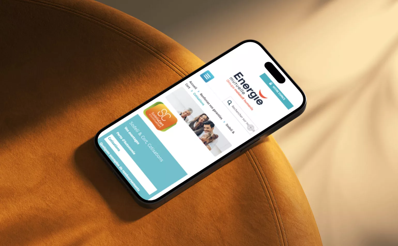 Version mobile responsive du site Drupal de Énergie Mutuelle, optimisée pour l'expérience utilisateur.