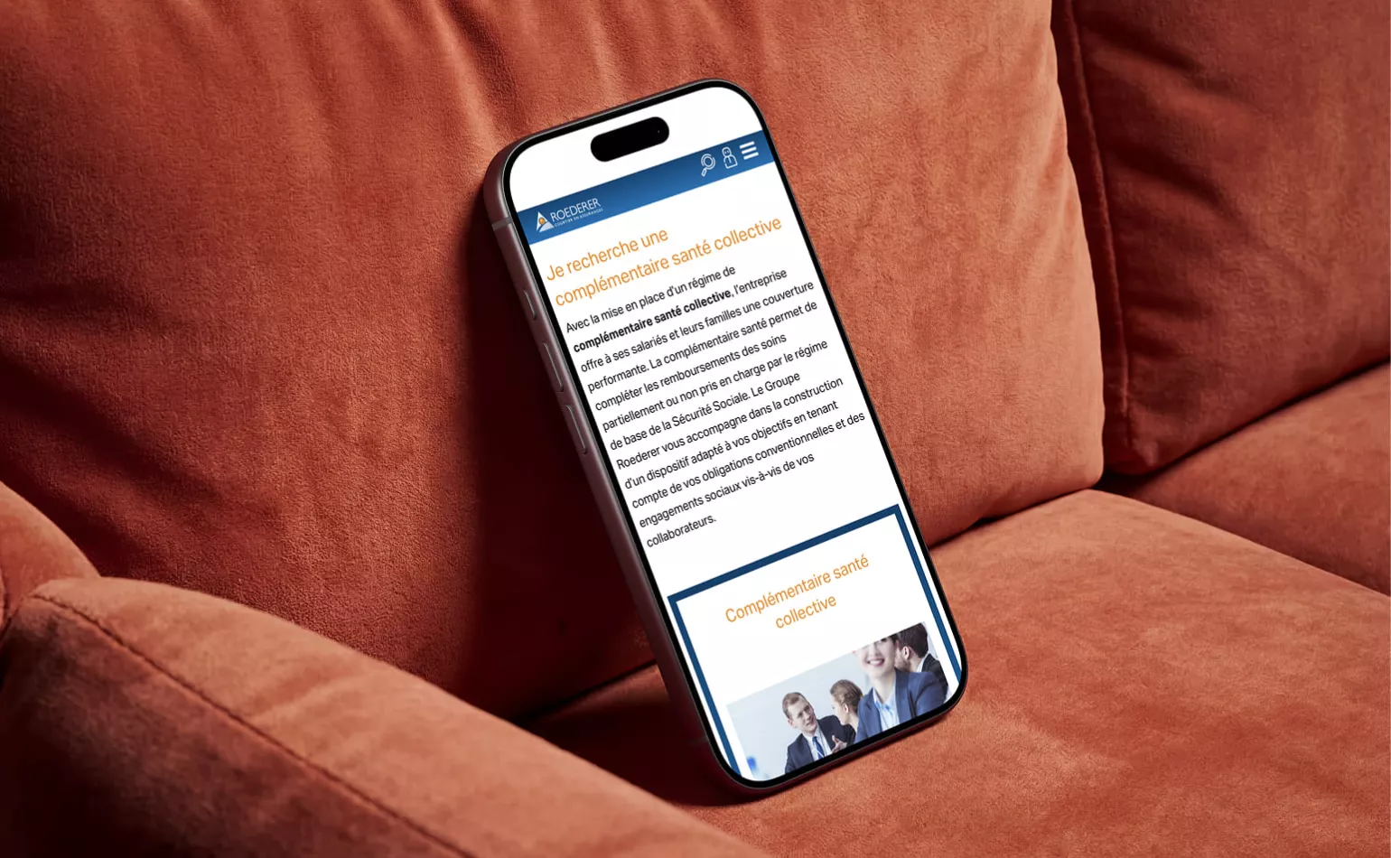 Version mobile responsive du site Drupal de Roederer, optimisée pour l'experience utilisateur.