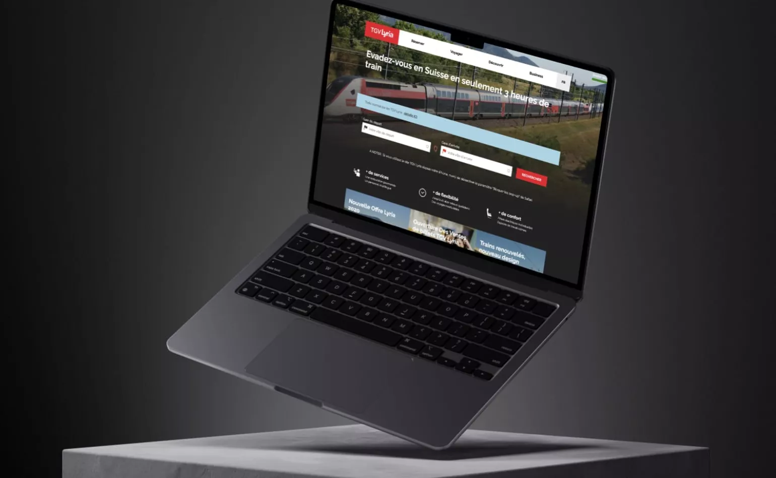 Aperçu de la plateforme web Drupal de TGV Lyria gérée en TMA sur mesure par l'agence AODB.