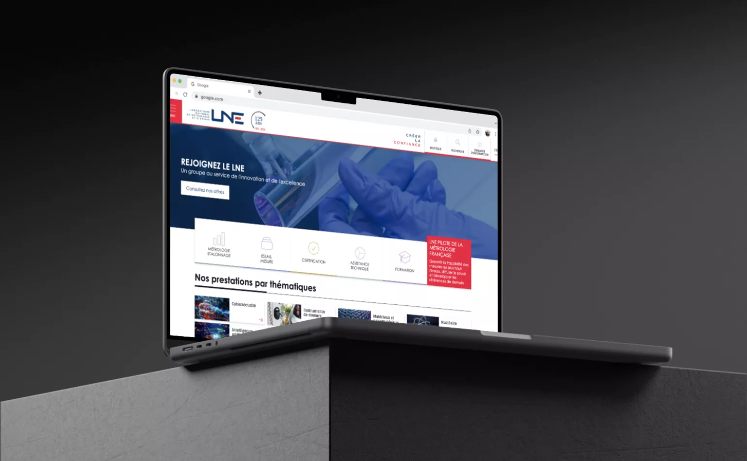 Aperçu du socle multi-sites Drupal du LNE, géré en maintenance préventive et corrective par l'agence AODB.
