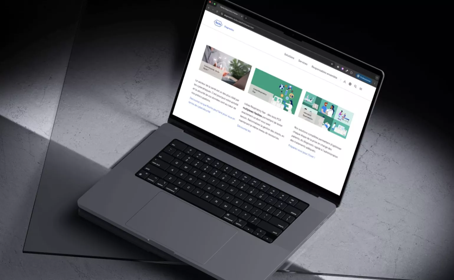 Aperçu des pages web de Roche Diagnostics, configurés pour le pilotage de campagnes de marketing automation par l'agence AODB.