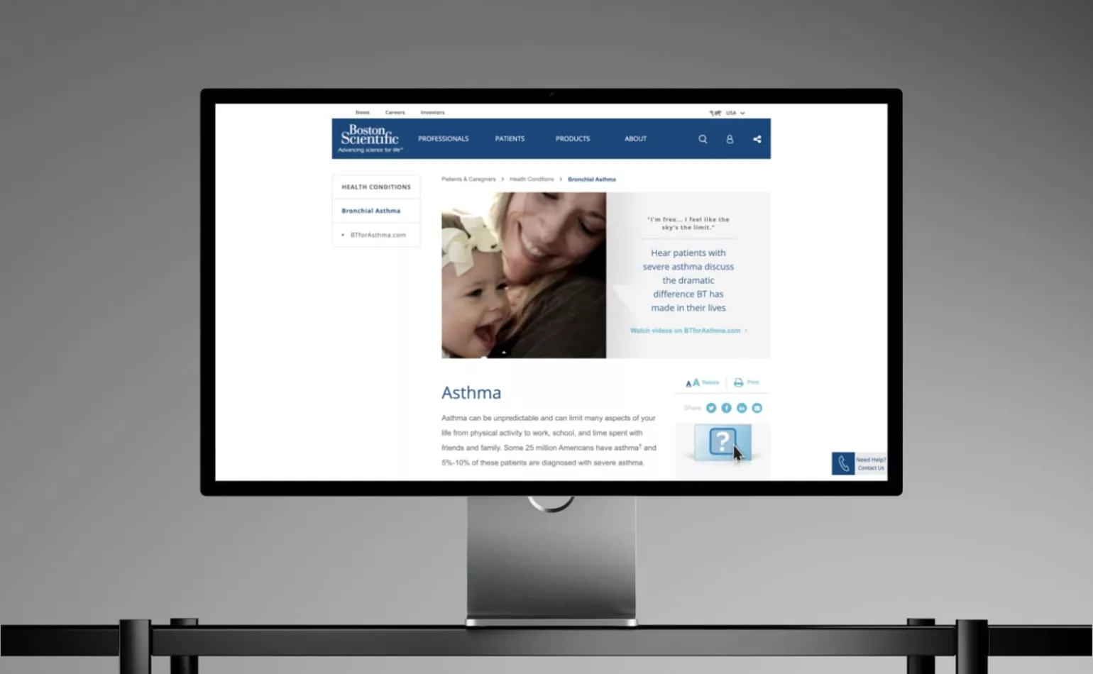 Aperçu des pages web de Boston Scientific, configurés pour le pilotage de campagnes de marketing automation par l'agence AODB.