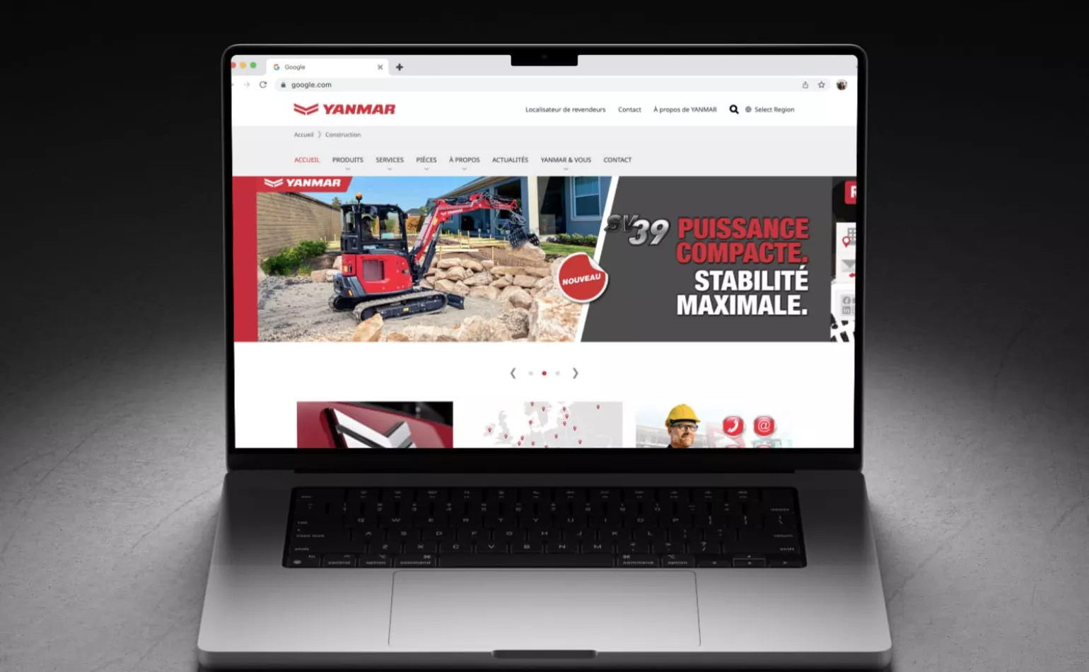 Aperçu de la plateforme extranet Drupal de Yanmar, configurée pour la migration des comptes revendeurs et le maintien de la performance par l'agence AODB.