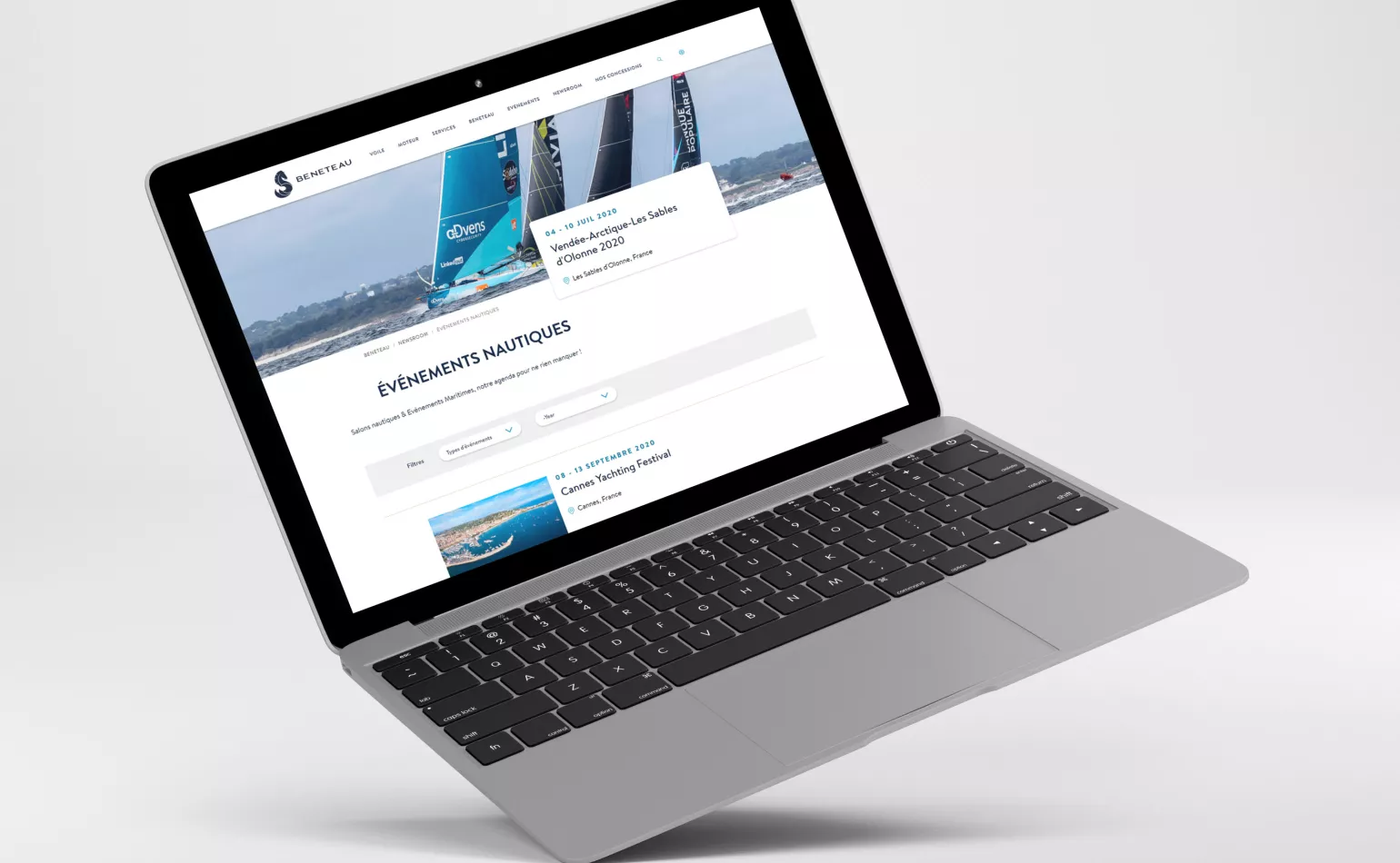 Aperçu du site internet Drupal de Beneteau, conçu pour la refonte de son catalogue en ligne et l'acquisition de nouveaux leads par l'agence AODB.